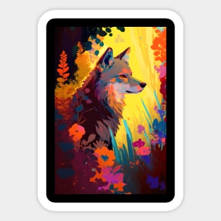 Wolf Animal Portrait Painting Wildlife Outdoors Adventure Sticker